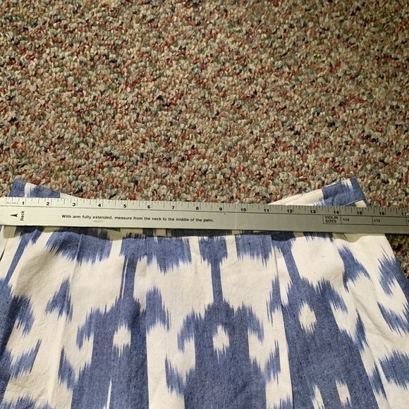 Vineyard Vines Blue White Ikat Tie Dye Print Pleated Short Skirt Size 4 - Picture 8 of 9